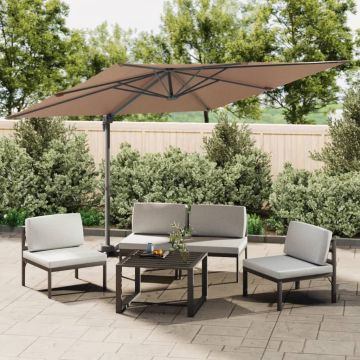 vidaXL Umbrelă în consolă, stâlp din aluminiu, gri taupe, 400x300 cm