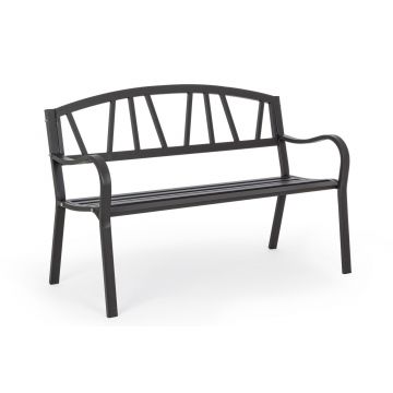 Banca pentru gradina Janelle, Bizzotto, 123 x 57 x 87 cm, otel, finisaj mat, gri carbune Banca pentru gradina Janelle, Bizzotto, 123 x 57 x 87 cm, otel, finisaj mat, gri carbune