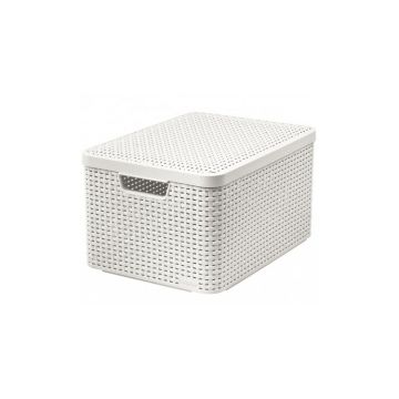 Cutie depozitare cu capac 30L (L), Curver, Rattan alb