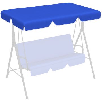 Outsunny Copertina de Rezerva pentru Balansoar de Gradina cu 2 Locuri cu Cadru Tubular, Acoperis de Rezerva pentru Balansoar, Albastru Deschis