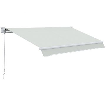 Outsunny Copertină Manuală pentru Soare, Cadru din Aluminiu și Poliester, Protecție UV, 200x295 cm, Alb Crem | Aosom Romania