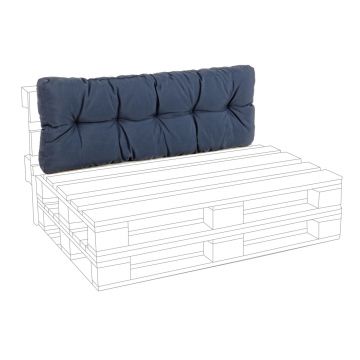 Perna de spatar pentru mobilier din paleti Poly230, Bizzotto, 120 x 45 x 10 cm, poliester, albastru denim