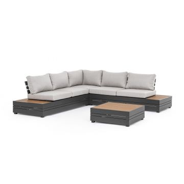 Set coltar de gradina/terasa 4 piese  Osten, Bizzotto, aluminiu/poliester, gri carbune