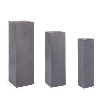 Set ghivece 3 piese Melange Column, Bizzotto, 35 x 35 x 120.5 cm, fibra de lut, gri antracit