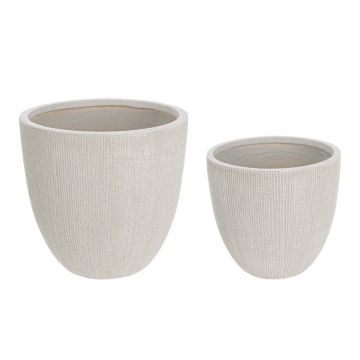 Set ghivece pentru exterior 2 piese Brush, Bizzotto, Ø43.5 x 41 cm, fibra de sticla, bej