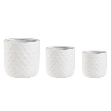 Set ghivece pentru exterior 3 piese Pyramid, Bizzotto, Ø44 x 44 cm, fibra de sticla, alb