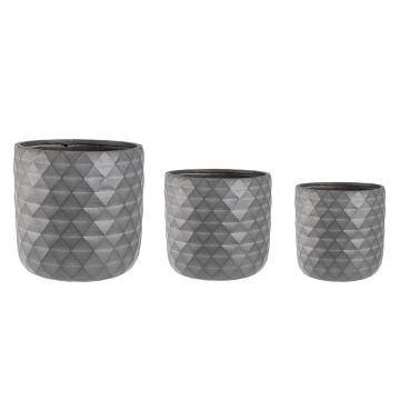 Set ghivece pentru exterior 3 piese Pyramid, Bizzotto, Ø44 x 44 cm, fibra de sticla, gri antracit