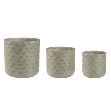 Set ghivece pentru exterior 3 piese Pyramid, Bizzotto, Ø44 x 44 cm, fibra de sticla, verde sage