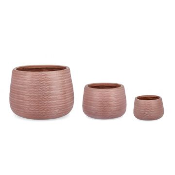 Set ghivece pentru exterior 3 piese Tressage, Bizzotto, Ø50 x 36 cm, fibra de sticla si argila, teracota