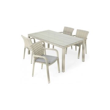 Set mobilier gradina, dining, 4 scaune si masa, aluminiu si poliratan, HORECA