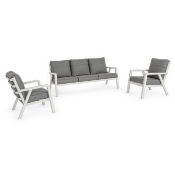 Set mobilier pentru gradina/terasa 3 piese Truman, Bizzotto, aluminiu/tesatura ofelin, gri