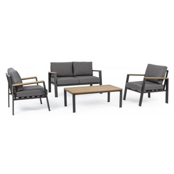 Set mobilier pentru gradina/terasa 4 piese Belmar, Bizzotto, aluminiu/tesatura ofelin, gri carbune