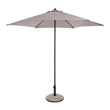 Umbrela pentru gradina/terasa Delfi, Bizzotto, Ø270 cm, stalp Ø38 mm, otel/poliester, gri/grej