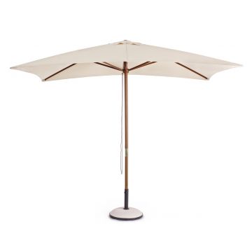 Umbrela pentru gradina/terasa Syros, Bizzotto, 300 x 300 x 250 cm, stalp Ø48 mm, lemn/poliester, natural