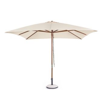 Umbrela pentru gradina/terasa Syros, Bizzotto, 300 x 300 x 270 cm, stalp Ø48 mm, lemn/poliester, natural