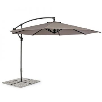 Umbrela pentru gradina/terasa Texas, Bizzotto, Ø300 cm, stalp 48 mm, stalp rotativ 360°, otel/poliester, grej