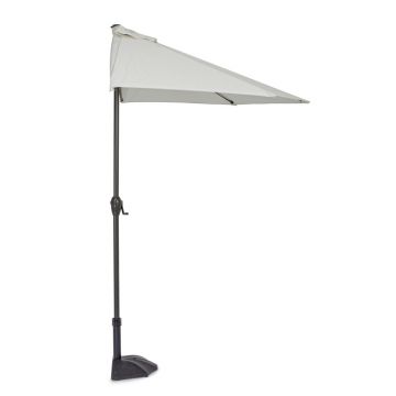 Umbrela semirotunda pentru balcon/terasa Kalife Halfmoon, Bizzotto, 270 x 135 x 232 cm, stalp Ø36/38 mm, natural