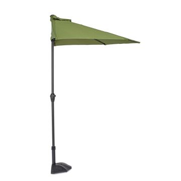 Umbrela semirotunda pentru balcon/terasa Kalife Halfmoon, Bizzotto, 270 x 135 x 232 cm, stalp Ø36/38 mm, verde oliv