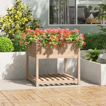 vidaXL Jardinieră cu raft, 82,5x82,5x81 cm, lemn masiv de pin