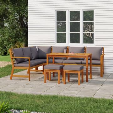 vidaXL Set mobilier de grădină cu perne, 7 piese, lemn masiv de acacia
