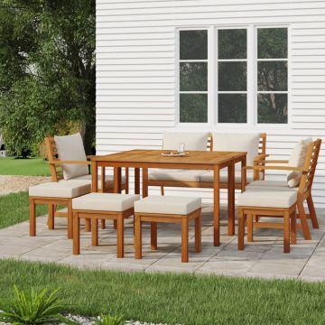 vidaXL Set mobilier de grădină cu perne, 9 piese, lemn masiv de acacia