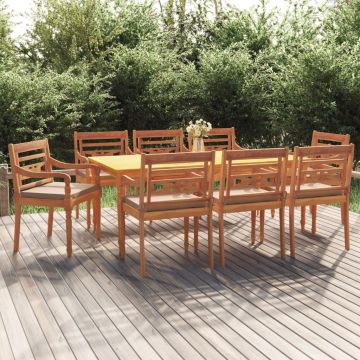 vidaXL Set mobilier de grădină cu perne, 9 piese, lemn masiv de tec