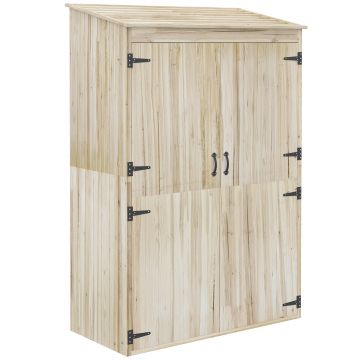 Outsunny Magazie de Gradina din Lemn pentru Depozitarea Uneltelor, Magazie de Gradina cu Usi Duble cu Magneti | AOSOM RO