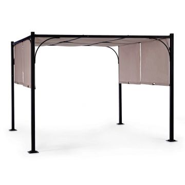 Pavilion pentru gadina Slide Gazebo, Bizzotto, 300 x 300 cm, otel/poliester/poliamida, gri antracit/gri