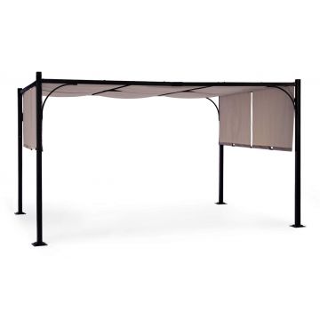 Pavilion pentru gadina Slide Gazebo, Bizzotto, 400 x 300 cm, otel/poliester/poliamida, gri carbune/gri