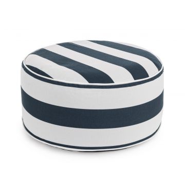Taburet gonflabil Stripes, Bizzotto, Ø53 x 23 cm, poliester filat rezistent la apa, alb/albastru