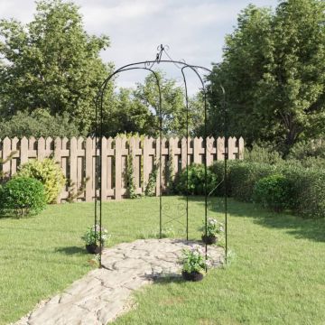 vidaXL Arcadă de grădină, negru, Ø180x255 cm, oțel