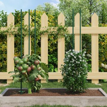 vidaXL Țăruși pentru plante de grădină, 30 buc., verde, 115 cm, oțel