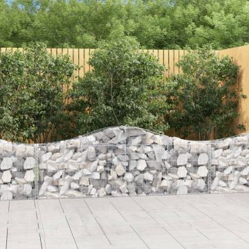 vidaXL Coșuri gabion arcuite 10 buc, 200x30x60/80 cm, fier galvanizat