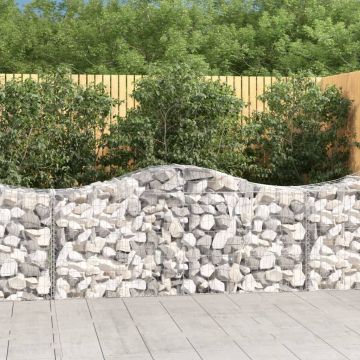 vidaXL Coșuri gabion arcuite 14 buc, 200x50x80/100 cm, fier galvanizat