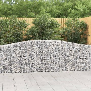 vidaXL Coșuri gabion arcuite 15 buc, 400x30x80/100 cm, fier galvanizat