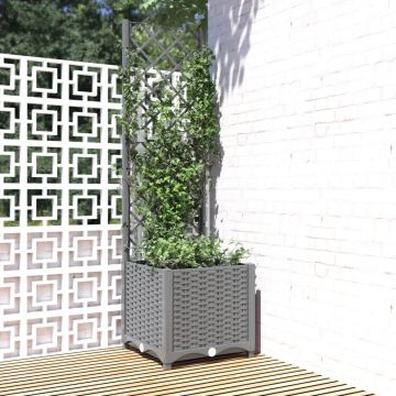 vidaXL Jardinieră de grădină cu spalier, gri deschis, 40x40x136 cm, PP