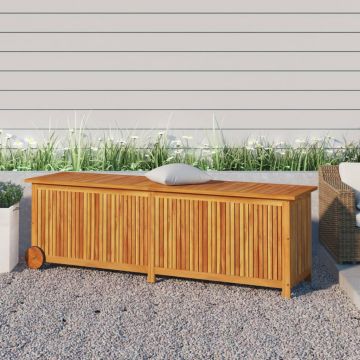 vidaXL Ladă depozitare grădină cu roți, 150x50x58cm, lemn masiv acacia