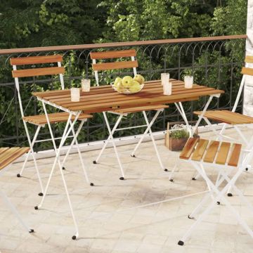 vidaXL Masă bistro pliabilă, 100x54x71 cm, lemn masiv de acacia & oțel