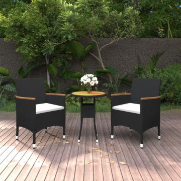 vidaXL Set mobilier de grădină, 3 piese, poliratan