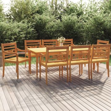vidaXL Set mobilier de grădină, 9 piese, lemn masiv de tec