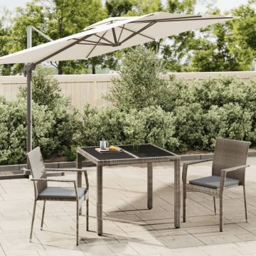 vidaXL Set mobilier de grădină cu perne, 3 piese, gri, poliratan
