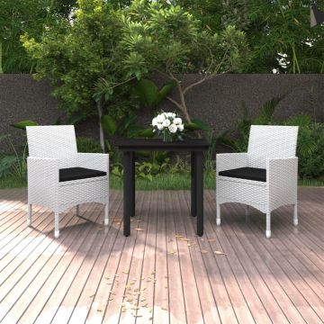 vidaXL Set mobilier de grădină cu perne, 3 piese, poliratan și sticlă
