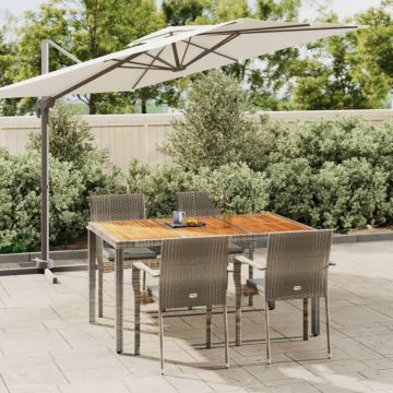 vidaXL Set mobilier de grădină cu perne, 5 piese, gri, poliratan