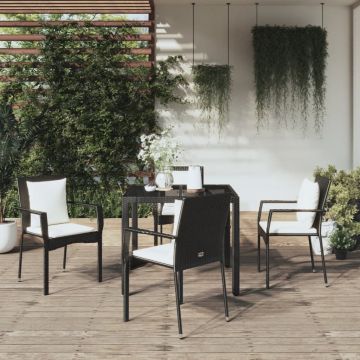 vidaXL Set mobilier de grădină cu perne, 5 piese, negru, poliratan