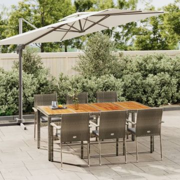 vidaXL Set mobilier de grădină cu perne, 7 piese, gri, poliratan