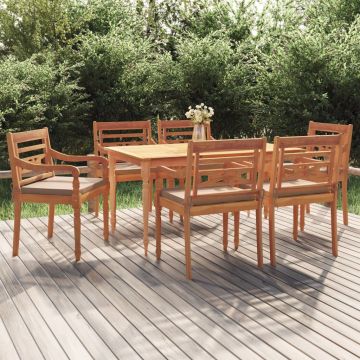vidaXL Set mobilier de grădină cu perne, 7 piese, lemn masiv de tec
