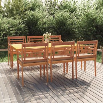 vidaXL Set mobilier de grădină cu perne, 7 piese, lemn masiv de tec