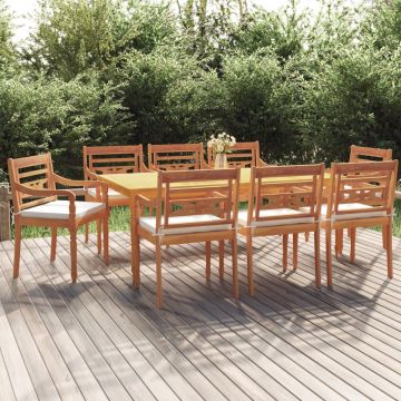 vidaXL Set mobilier de grădină cu perne, 9 piese, lemn masiv de tec