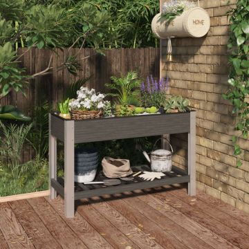 vidaXL Strat înălțat de grădină cu raft, gri, 120x50x75 cm, WPC