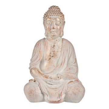 Decoratiune Buddha, Ibergarden, 24.5x31.8x50 cm, polirasina, alb/auriu